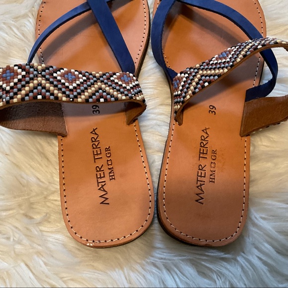 Mater Terra Boho Southwestern Aztec Greek Handmade Sandals Size 39 (US 8) - Picture 5 of 6